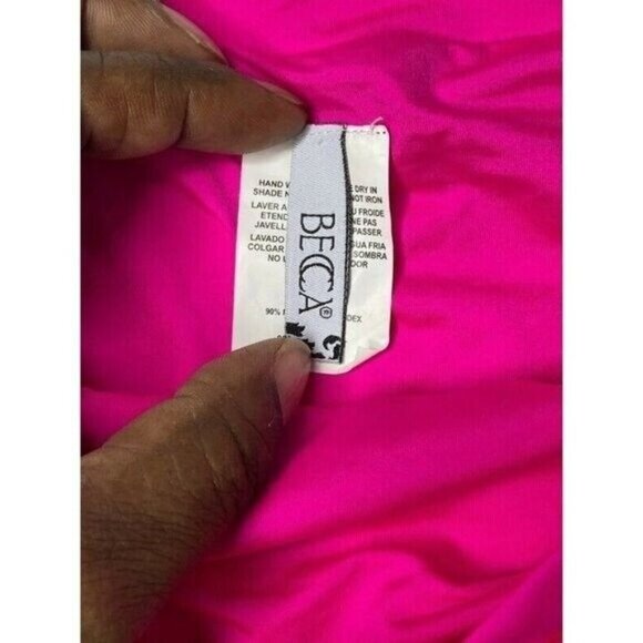 Becca Women's‎ Bikini Swim Bottom Pink High Waist Stretch Laser Cut M New - Picture 4 of 7